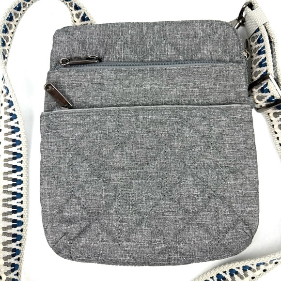 Travelon Boho Slim Crossbody Bag Gray Quilted Handbag Anti Theft Brand New‎ - Picture 2 of 11